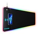 Schkner RGB Gaming Mouse Pad with Wireless Charging 15W, Large Desk Mat 800x300x4mm, 10 Light Modes Keyboard Pad with Non-Slip Rubber Base, Waterproof Mousepad for Gaming PC MacBook Laptop