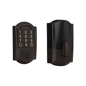 schlage encode smart wifi deadbolt with camelot trim in aged bronze be489wb cam 716