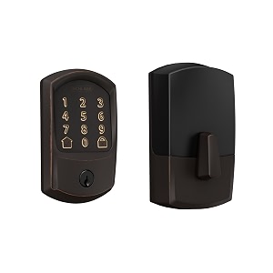 schlage encode smart wifi deadbolt lock for front door - keyless entry with app or touchscreen - compatible with alexa hey google amp airbnb - create codes for guests - aged bronze