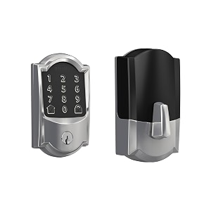 schlage encode smart wifi deadbolt with camelot trim in bright chrome