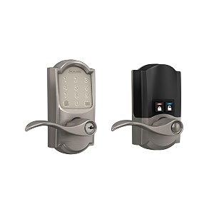 schlage encode smart wifi lock lever handle camelot trim satin nickel