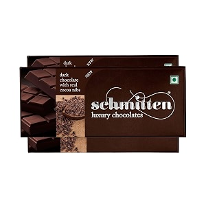 schmitten luxury dark chocolate box flavor- cocoa nibs combo - 3 x 70gram bars 210gram  premium gift pack for family and special occasions  made with rich cocoa butter