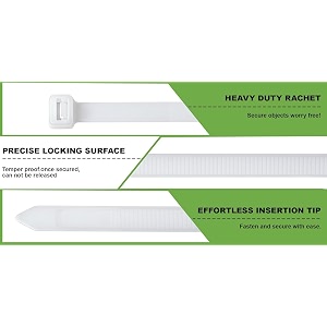 schofic cable zip ties heavy duty 368 mm size 145 inch ultra strong plastic polyamide wire ties with 49 pounds tensile strength nylon tie wraps with 48 mm width 1000 white