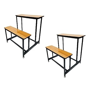 school furniture bench desk school college tution home duel desk for students heavy duty frame with ply board 2 brown large class