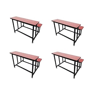 school furniture bench desk school college tution home duel desk for students heavy duty frame with ply board 4 red small class without back