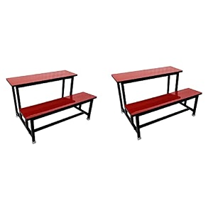 school furniture bench desk school college tution home duel desk for students heavy duty frame with ply board 2 red small class without back