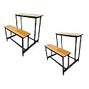 SCHOOL FURNITURE Bench Desk School College Tution Home Duel Desk for Students Heavy Duty Frame with ply Board (2, Brown, Large Class)