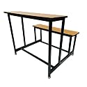 SCHOOL FURNITURE Bench Desk School College Tution Home Duel Desk for Students Heavy Duty Frame with ply Board (1, Brown, Large Class)