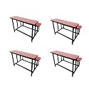 SCHOOL FURNITURE Bench Desk School College Tution Home Duel Desk for Students Heavy Duty Frame with ply Board (4, Red, Small Class Without Back)