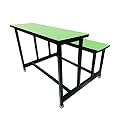SCHOOL FURNITURE Bench Desk School College Tution Home Duel Desk for Students Heavy Duty Frame with ply Board (1, Green, Medium Class)