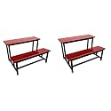 SCHOOL FURNITURE Bench Desk School College Tution Home Duel Desk for Students Heavy Duty Frame with ply Board (2, Red, Small Class Without Back)