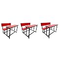 SCHOOL FURNITURE Bench Desk School College Tution Home Duel Desk for Students Heavy Duty Frame with ply Board (3, Red, Small Class with Back)