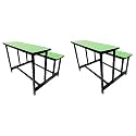 SCHOOL FURNITURE Bench Desk School College Tution Home Duel Desk for Students Heavy Duty Frame with ply Board (2, Green, Medium Class)