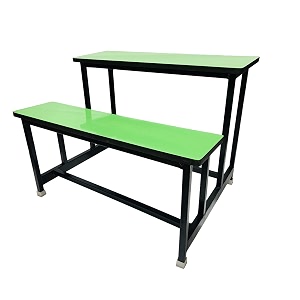 bench desk school college tution home duel desk for students heavy duty frame with ply board 1 green medium class