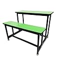 Bench Desk School College Tution Home Duel Desk for Students Heavy Duty Frame with ply Board (1, Green, Medium Class)