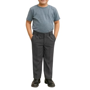 school uniform dark grey trousers for boys and girls formal regular-fit school pants comfortable durable fabric for daily school wear 3-4 years