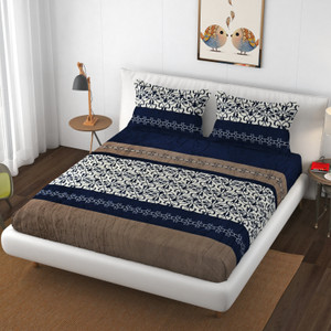 schp velvet woolen double flat 240 tc floral 1 bedsheet with 2 pillow covers b_93