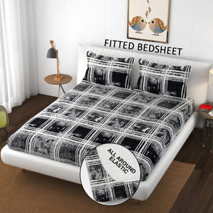 schp woolen velvet double fitted elastic 240 tc floral 1 bedsheet with 2 pillow covers b_86