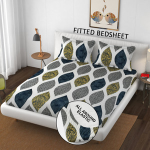schp woolen velvet double fitted elastic 240 tc floral 1 bedsheet with 2 pillow covers b_94