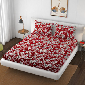 schp woolen velvet double flat 240 tc floral 1 bedsheet with 2 pillow covers b_111