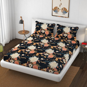 schp woolen velvet double flat 240 tc floral 1 bedsheet with 2 pillow covers b_108