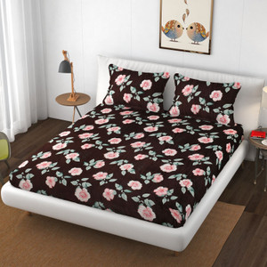 schp woolen velvet double flat 240 tc floral 1 bedsheet with 2 pillow covers b_102