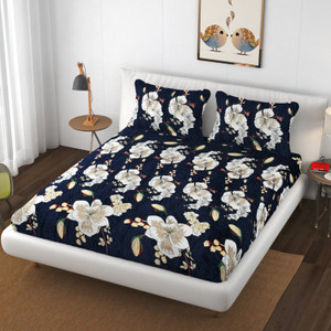 schp woolen velvet double flat 240 tc floral 1 bedsheet with 2 pillow covers b_91