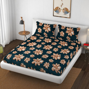 schp woolen velvet double flat 240 tc floral 1 bedsheet with 2 pillow covers