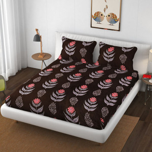schp woolen velvet double flat 240 tc floral 1 bedsheet with 2 pillow covers b_115