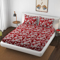 SCHp Woolen, Velvet Double Flat 240 TC Floral 1 Bedsheet with 2 Pillow Covers (B_111)