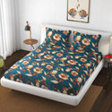 SCHp Woolen, Velvet Double Flat 240 TC Floral 1 Bedsheet with 2 Pillow Covers