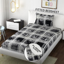 SCHp Woolen, Velvet Single Fitted (Elastic) 240 TC Floral 1 Bedsheet with 2 Pillow Covers (B_86)