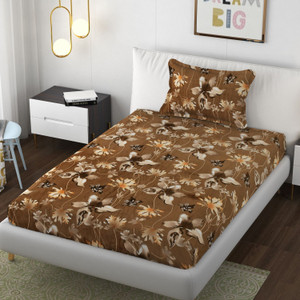 schp woolen velvet single flat 240 tc floral 1 bedsheet with 2 pillow covers b_112