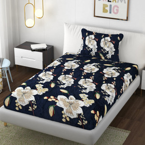 schp woolen velvet single flat 240 tc floral 1 bedsheet with 2 pillow covers b_91