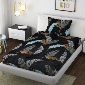 schp woolen velvet single flat 240 tc floral 1 bedsheet with 2 pillow covers b_110