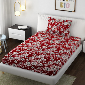 schp woolen velvet single flat 240 tc floral 1 bedsheet with 2 pillow covers