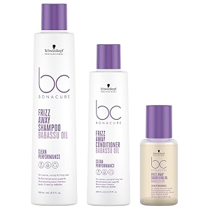 schwarzkopf professional bonacure frizz away shampoo conditioner amp smoothing oil 250 millilitres