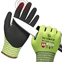 Schwer ProGuard Highest Level Cut Resistant Work Gloves PR3326 for Extreme Protection，ANSI A9 Cut Gloves with Reinforced Thumb, Non Slip, Breathable, Durable, Touch-screen, Yellow 1 Pair（M）