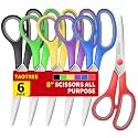Scissors Bulk Set of 6-Pack, Taotree 8"Scissors All Purpose Heavy Duty