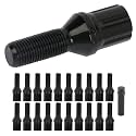 SCITOO 20Pcs Black Wheel Bolt M12x1.25 Shank Length 28mm with 1 Key