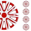 SCITOO Hubcaps Wheel Cover 17" 4 PCS White & Red