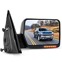 SCITOO Tow Mirror Compatible with for 2004-2014 For Ford For F150 Pickup Truck Turn Signal Puddle Light Chrome Housing with Reflective Stripe Towing Mirror RH