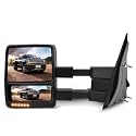 SCITOO Tow Mirror Compatible with for 2007-2014 For Ford For F150 Pickup Truck Power Adjusted Heated Turn Signal Light Black Housing Manual Telescoping Folding LH