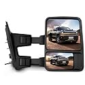SCITOO Towing Mirror Compatible With 2008-2016 For Ford For F250 For F350 For F450 For F550 Super Duty Truck A PC(Right Side Towing Mirror) Manual Adjusted No Heated Turn Signal Light Black Housing