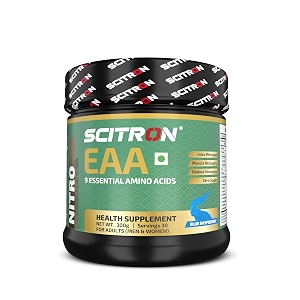 scitron eaa supplement - 9 essential amino acids for men amp women  intra workout supplement for muscle recovery amp reducing soreness - blue raspberry 300g 30 servings