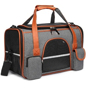 scizor pet backpack carrier with two-sided window foldable pet travel carrier for cats small dogs up to 7 kg large space fully ventilated for travel hiking outdoor use grey