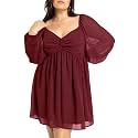 SCOMCHIC Women39s Plus Size Puff Long Sleeve