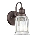 Sconce Wall Lighting, HWH 1-Light Wall Sconce Modern Indoor Wall Light Fixtures, Single Bathroom Vanity Light with Bell-Shaped Fluted Clear Glass, Oil-Rubbed Bronze Finish, 5HZG106B ORB