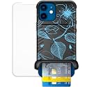 Scooch for iPhone 12/12 Pro Wallet Case, Wingmate, Blue Hibiscus