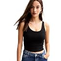 Scoop Neck Tank Crop Top Stretchable Cotton